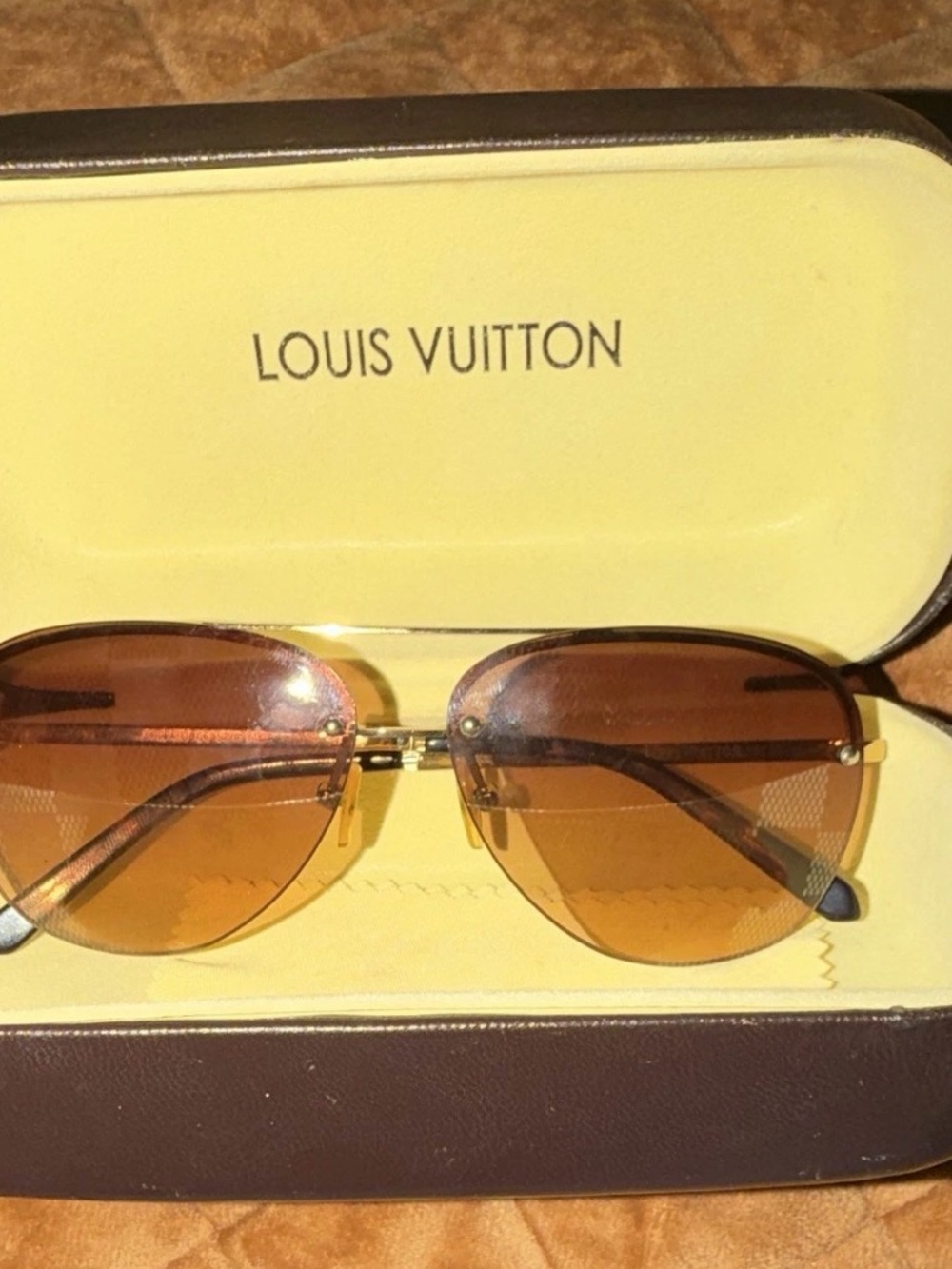 Louis Vuitton Gold-Tone Frame Sunglasses with Brown Gradient Lenses